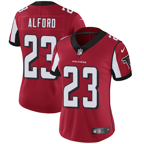 Nike Falcons #23 Robert Alford Red Team Color Women's Stitched NFL Vapor Untouchable Limited Jersey