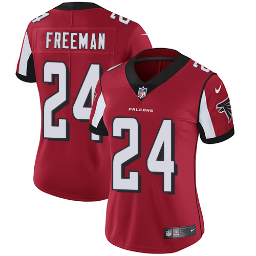 Nike Falcons #24 Devonta Freeman Red Team Color Women's Stitched NFL Vapor Untouchable Limited Jerse