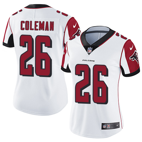 Nike Falcons #26 Tevin Coleman White Women's Stitched NFL Vapor Untouchable Limited Jersey