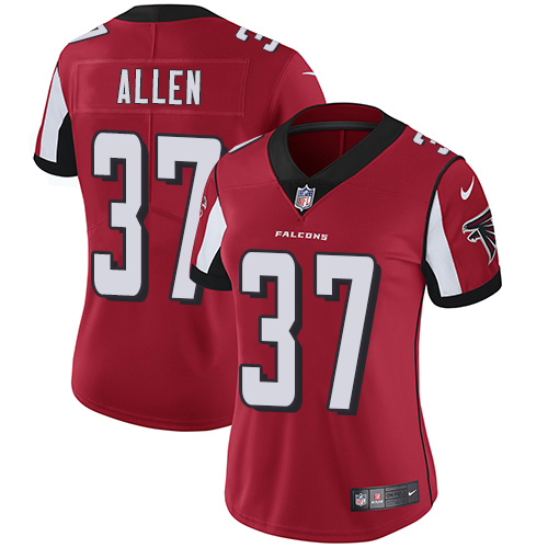 Nike Falcons #37 Ricardo Allen Red Team Color Women's Stitched NFL Vapor Untouchable Limited Jersey