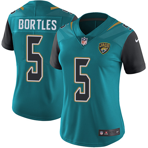 Nike Jaguars #5 Blake Bortles Teal Green Team Color Women's Stitched NFL Vapor Untouchable Limited J