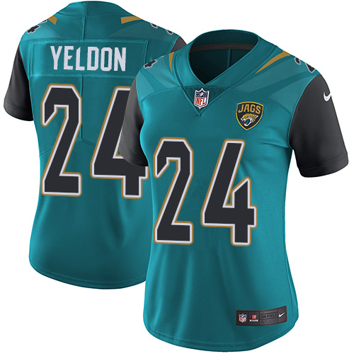 Nike Jaguars #24 T.J. Yeldon Teal Green Team Color Women's Stitched NFL Vapor Untouchable Limited Je