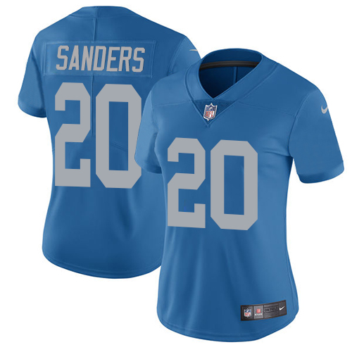 Nike Lions #20 Barry Sanders Blue Throwback Women's Stitched NFL Vapor Untouchable Limited Jersey
