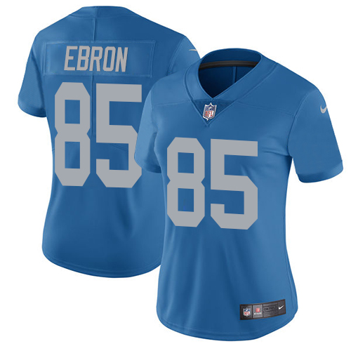 Nike Lions #85 Eric Ebron Blue Throwback Women's Stitched NFL Vapor Untouchable Limited Jersey