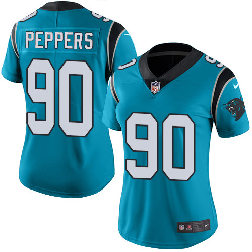 Nike Panthers #90 Julius Peppers Blue Alternate Women's Stitched NFL Vapor Untouchable Limited Jerse