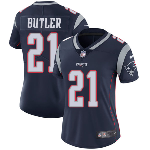 Nike Patriots #21 Malcolm Butler Navy Blue Team Color Women's Stitched NFL Vapor Untouchable Limited