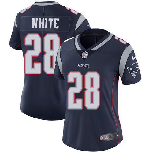 Nike Patriots #28 James White Navy Blue Team Color Women's Stitched NFL Vapor Untouchable Limited Je