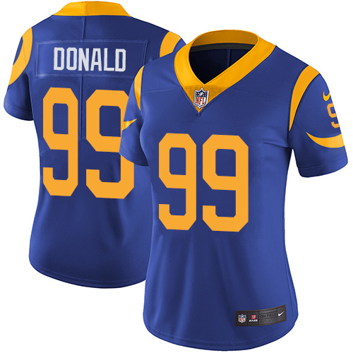 Nike Rams #99 Aaron Donald Royal Blue Alternate Women's Stitched NFL Vapor Untouchable Limited Jerse