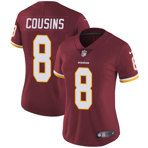 Nike Redskins #8 Kirk Cousins Burgundy Red Team Color Women's Stitched NFL Vapor Untouchable Limited