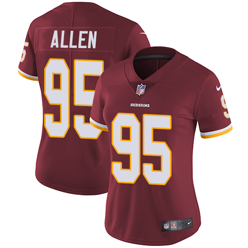 Nike Redskins #95 Jonathan Allen Burgundy Red Team Color Women's Stitched NFL Vapor Untouchable Limi