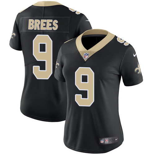 Nike Saints #9 Drew Brees Black Team Color Women's Stitched NFL Vapor Untouchable Limited Jersey