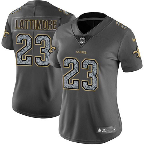 Nike Saints #23 Marshon Lattimore Gray Static Women's Stitched NFL Vapor Untouchable Limited Jersey