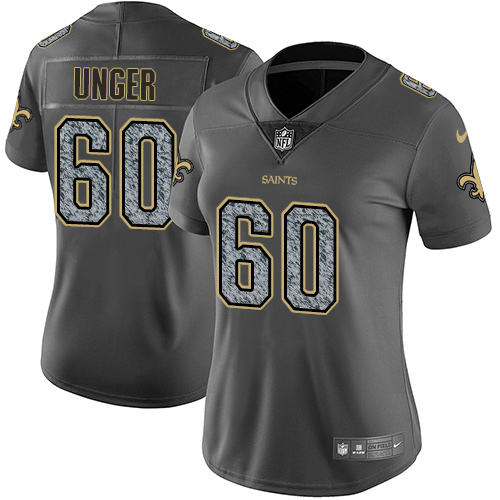 Nike Saints #60 Max Unger Gray Static Women's Stitched NFL Vapor Untouchable Limited Jersey