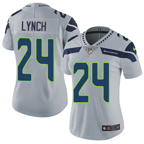 Nike Seahawks #24 Marshawn Lynch Grey Alternate Women's Stitched NFL Vapor Untouchable Limited Jerse