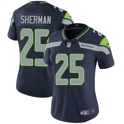 Nike Seahawks #25 Richard Sherman Steel Blue Team Color Women's Stitched NFL Vapor Untouchable Limit