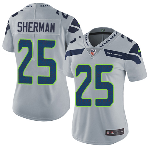 Nike Seahawks #25 Richard Sherman Grey Alternate Women's Stitched NFL Vapor Untouchable Limited Jers
