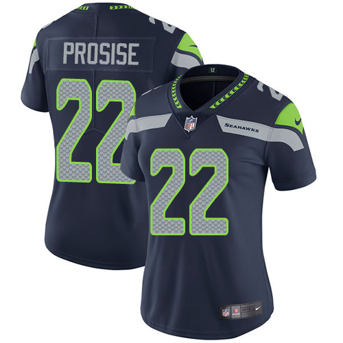 Nike Seahawks #22 C. J. Prosise Steel Blue Team Color Women's Stitched NFL Vapor Untouchable Limited - Click Image to Close