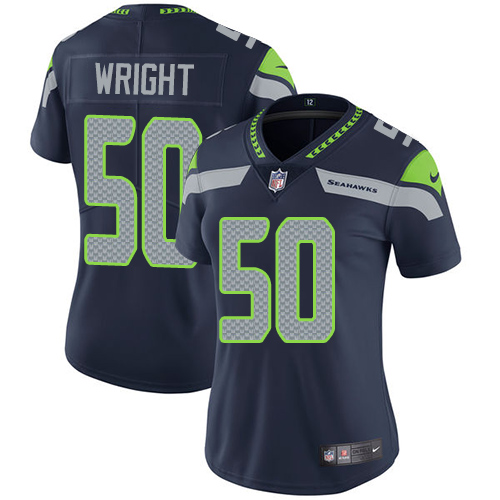 Nike Seahawks #50 K.J. Wright Steel Blue Team Color Women's Stitched NFL Vapor Untouchable Limited J