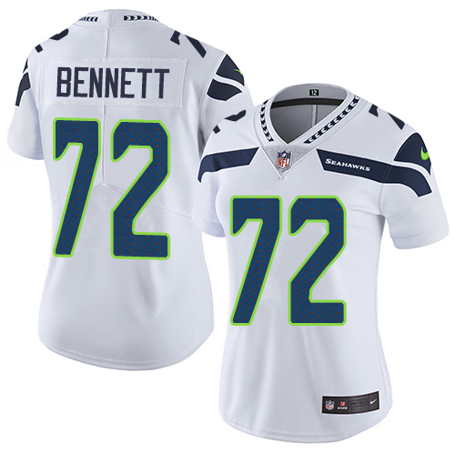 Nike Seahawks #72 Michael Bennett White Women's Stitched NFL Vapor Untouchable Limited Jersey