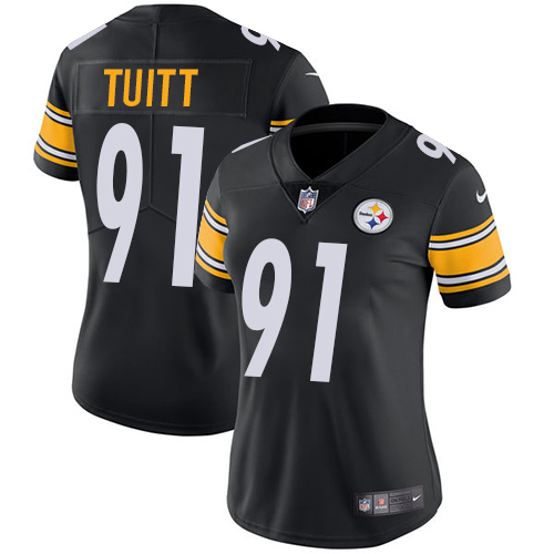 Nike Steelers #91 Stephon Tuitt Black Team Color Women's Stitched NFL Vapor Untouchable Limited Jers