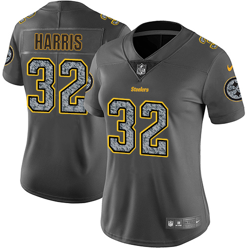 Nike Steelers #32 Franco Harris Gray Static Women's Stitched NFL Vapor Untouchable Limited Jersey - Click Image to Close