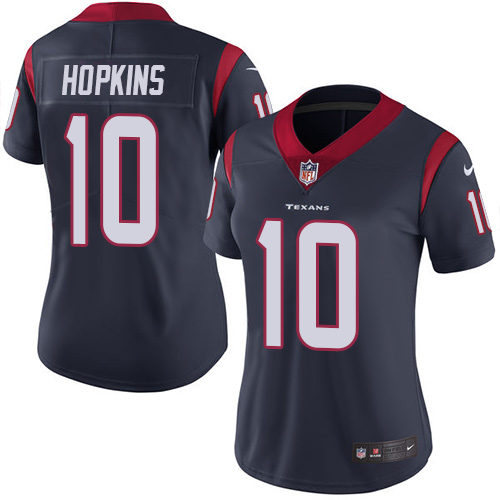 Nike Texans #10 DeAndre Hopkins Navy Blue Team Color Women's Stitched NFL Vapor Untouchable Limited