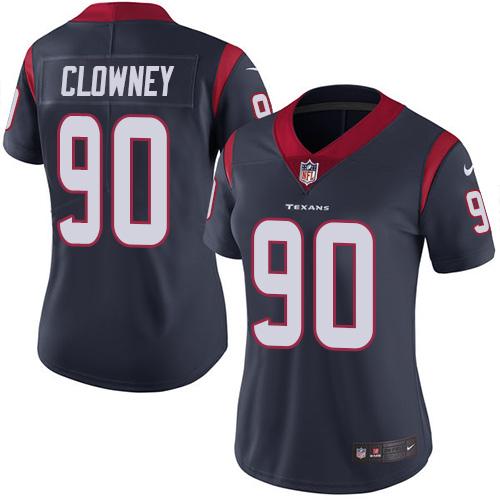 Nike Texans #90 Jadeveon Clowney Navy Blue Team Color Women's Stitched NFL Vapor Untouchable Limited