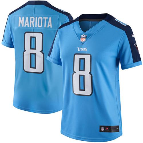 Nike Titans #8 Marcus Mariota Light Blue Team Color Women's Stitched NFL Vapor Untouchable Limited J
