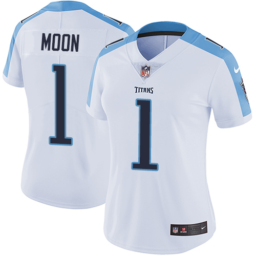 Nike Titans #1 Warren Moon White Women's Stitched NFL Vapor Untouchable Limited Jersey