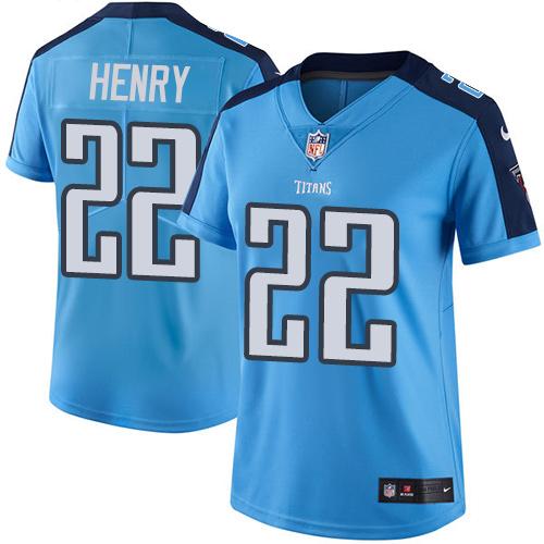 Nike Titans #22 Derrick Henry Light Blue Team Color Women's Stitched NFL Vapor Untouchable Limited J