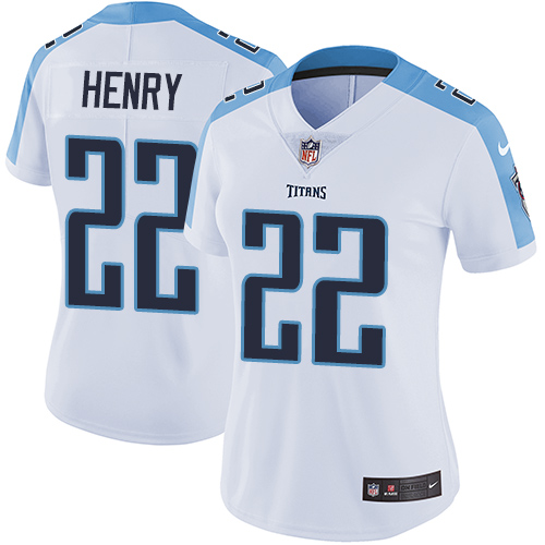 Nike Titans #22 Derrick Henry White Women's Stitched NFL Vapor Untouchable Limited Jersey