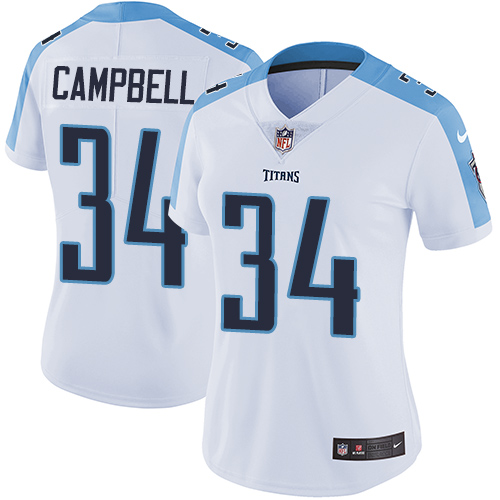 Nike Titans #34 Earl Campbell White Women's Stitched NFL Vapor Untouchable Limited Jersey