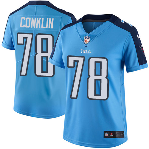Nike Titans #78 Jack Conklin Light Blue Team Color Women's Stitched NFL Vapor Untouchable Limited Je