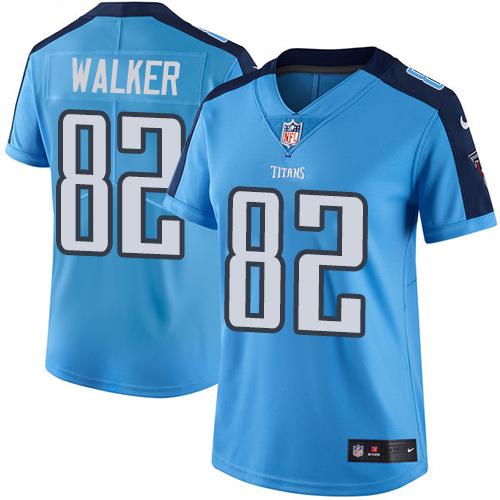 Nike Titans #82 Delanie Walker Light Blue Team Color Women's Stitched NFL Vapor Untouchable Limited