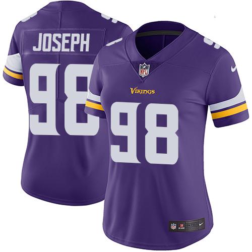 Nike Vikings #98 Linval Joseph Purple Team Color Women's Stitched NFL Vapor Untouchable Limited Jers