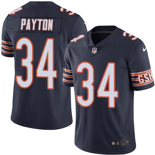 Nike Bears #34 Walter Payton Navy Blue Team Color Youth Stitched NFL Vapor Untouchable Limited Jerse