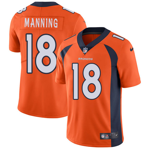 Nike Broncos #18 Peyton Manning Orange Team Color Youth Stitched NFL Vapor Untouchable Limited Jerse