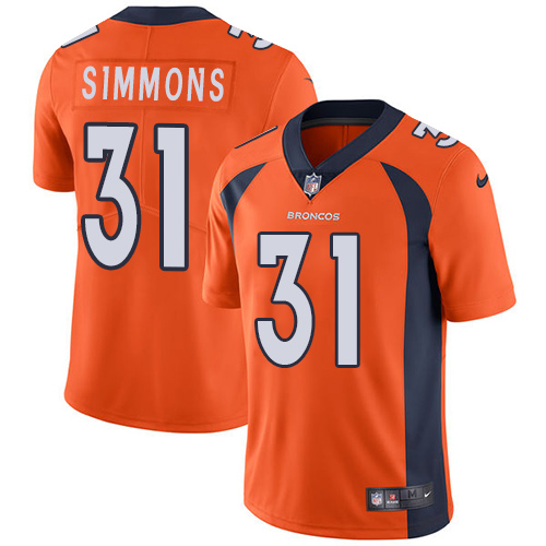 Nike Broncos #31 Justin Simmons Orange Team Color Youth Stitched NFL Vapor Untouchable Limited Jerse