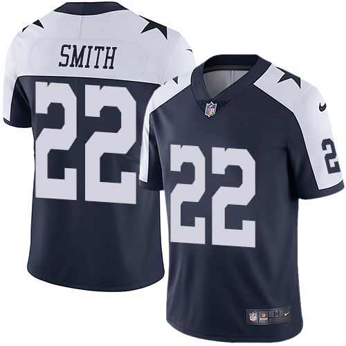 Nike Cowboys #22 Emmitt Smith Navy Blue Thanksgiving Youth Stitched NFL Vapor Untouchable Limited Th