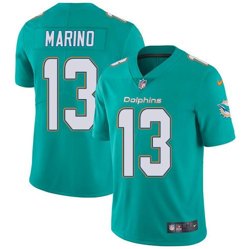 Nike Dolphins #13 Dan Marino Aqua Green Team Color Youth Stitched NFL Vapor Untouchable Limited Jers