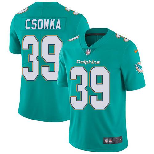 Nike Dolphins #39 Larry Csonka Aqua Green Team Color Youth Stitched NFL Vapor Untouchable Limited Je