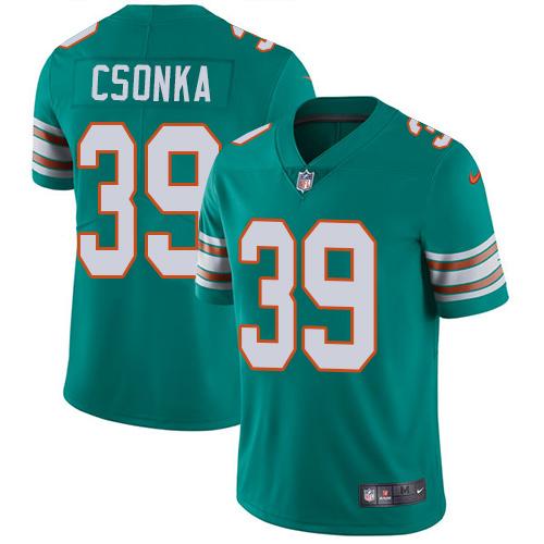 Nike Dolphins #39 Larry Csonka Aqua Green Alternate Youth Stitched NFL Vapor Untouchable Limited Jer