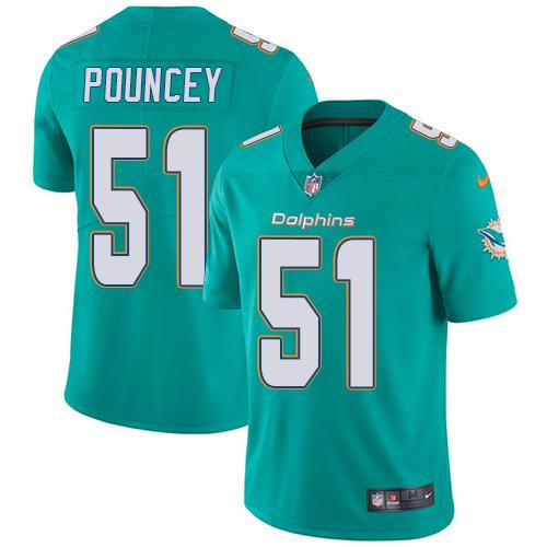 Nike Dolphins #51 Mike Pouncey Aqua Green Team Color Youth Stitched NFL Vapor Untouchable Limited Je