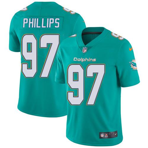 Nike Dolphins #97 Jordan Phillips Aqua Green Team Color Youth Stitched NFL Vapor Untouchable Limited