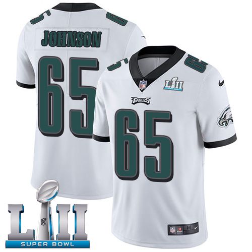 Nike Eagles #65 Lane Johnson White Super Bowl LII Youth Stitched NFL Vapor Untouchable Limited Jerse