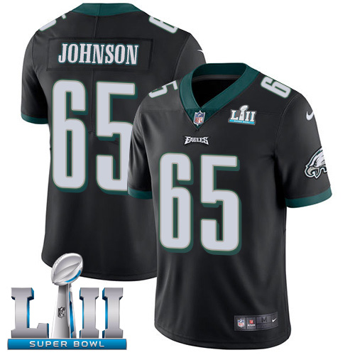 Nike Eagles #65 Lane Johnson Black Alternate Super Bowl LII Youth Stitched NFL Vapor Untouchable Lim