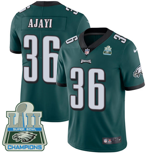 Nike Eagles #36 Jay Ajayi Midnight Green Team Color Super Bowl LII Champions Youth Stitched NFL Vapo