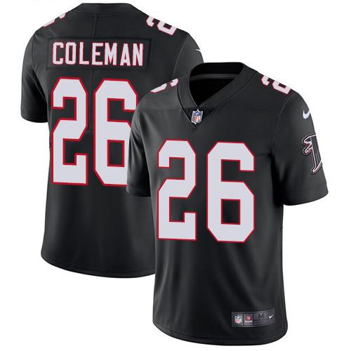 Nike Falcons #26 Tevin Coleman Black Alternate Youth Stitched NFL Vapor Untouchable Limited Jersey