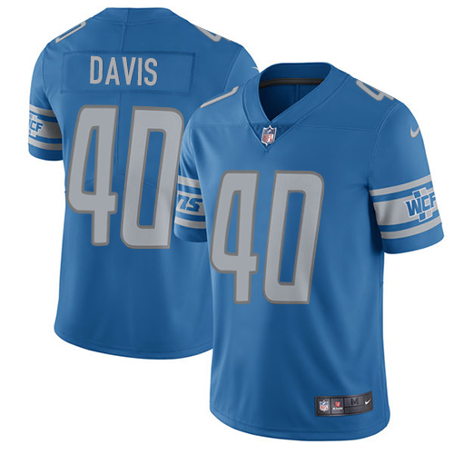 Nike Lions #40 Jarrad Davis Light Blue Team Color Youth Stitched NFL Vapor Untouchable Limited Jerse