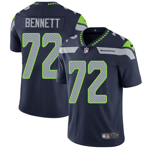 Nike Seahawks #72 Michael Bennett Steel Blue Team Color Youth Stitched NFL Vapor Untouchable Limited
